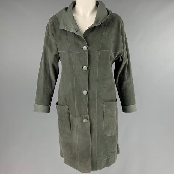 BOTTEGA GIOTTI Size XS Grey Leather Suede Reversible Coat - Picture 1 of 6